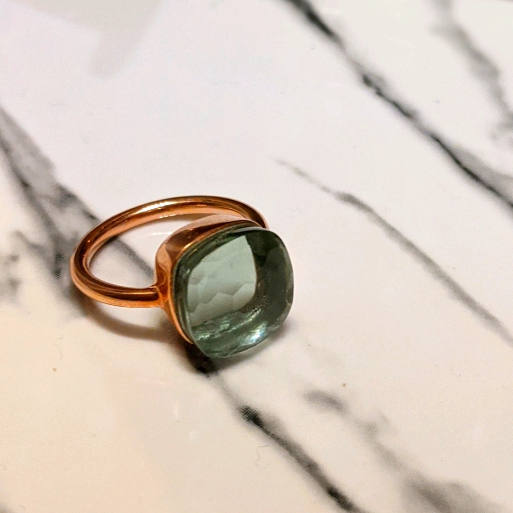 Rose gold over .925 ring with prasiolite stone